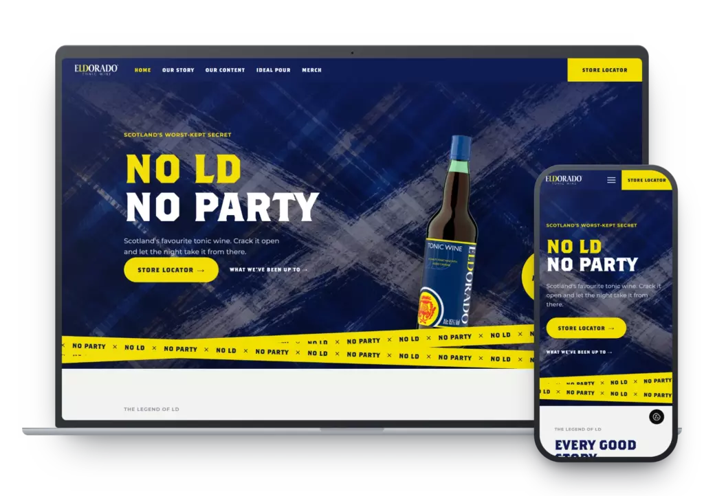 The Eldorado website we designed, on desktop and mobile