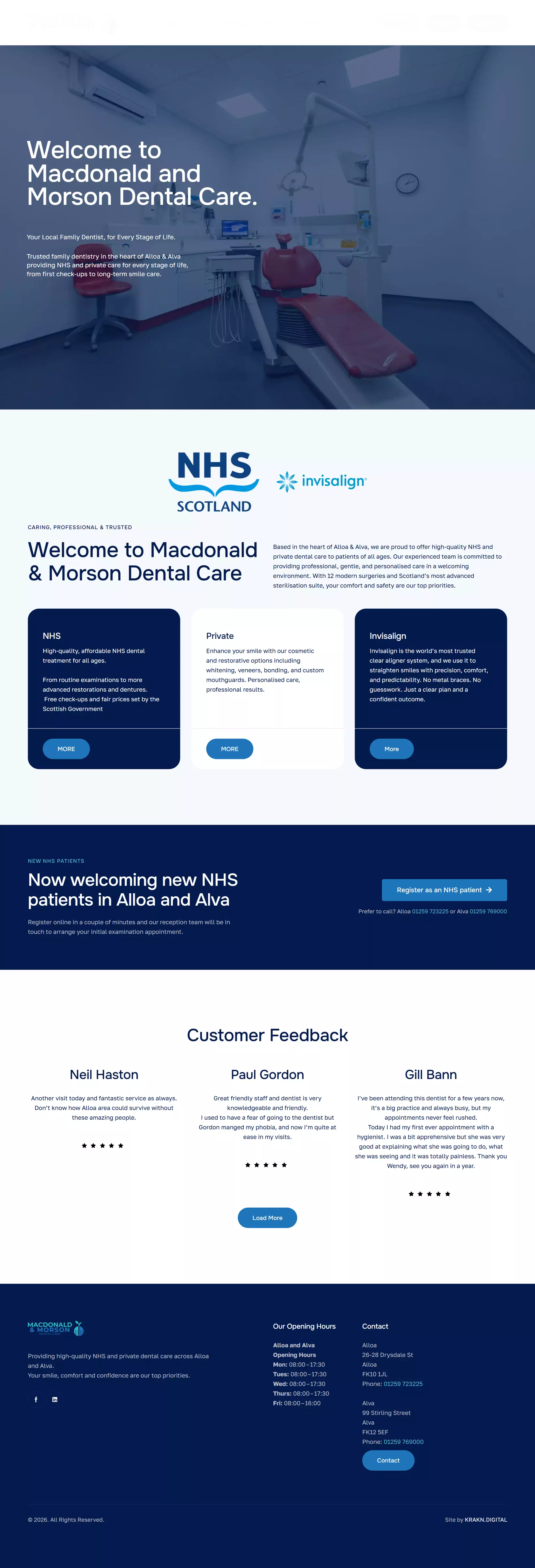 The Macdonald & Morson homepage, top to bottom